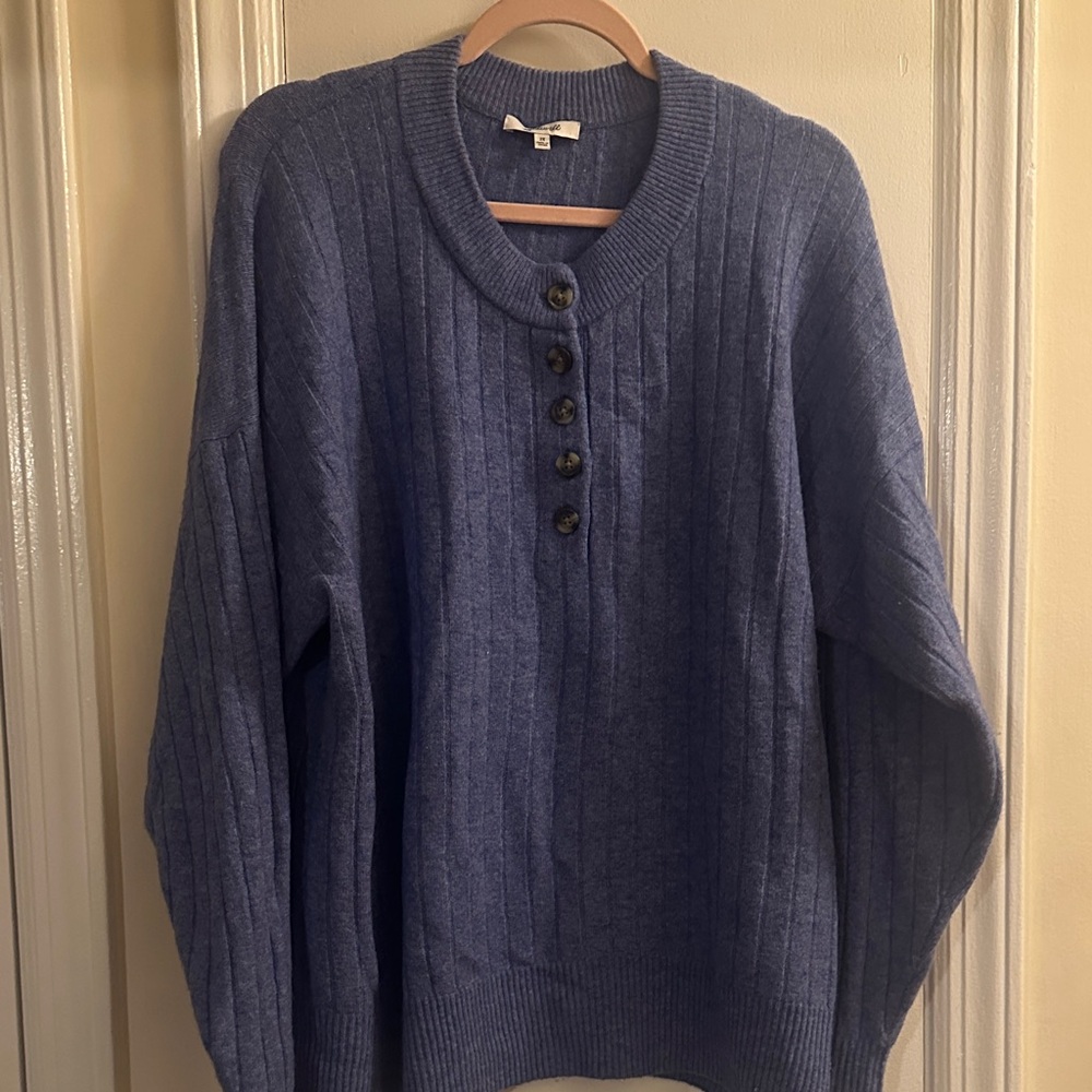 Madewell Heather Blue Ribbed Sweater